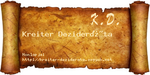 Kreiter Dezideráta névjegykártya